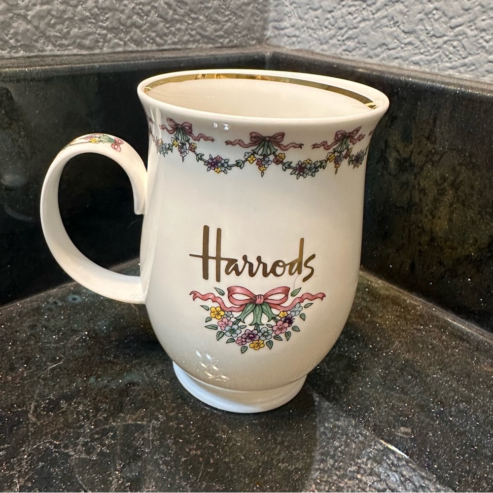 Harrods Floral & Bow Swag Bone China Cup